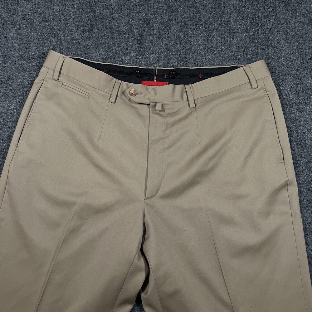 Isaia Napoli Wool Dress Pants Beige Trousers Fits 39x29 Aquaspider Made Italy
